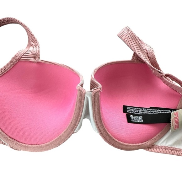 NWT Pink Victorias Secret Medium Pink Ribbed Push Up Bikini Swim Top Underwire M - Picture 4 of 7